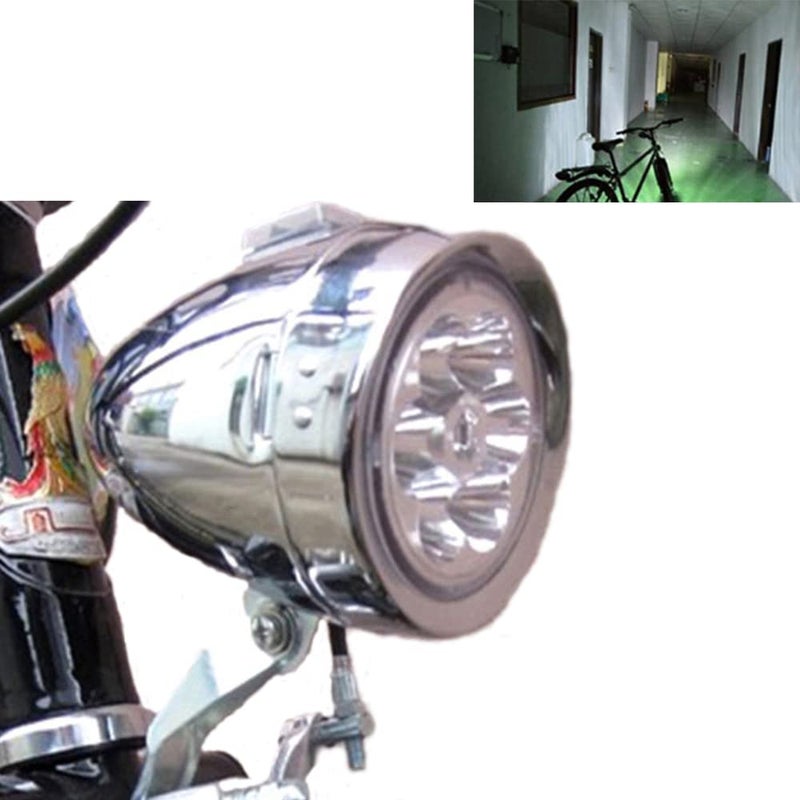 GOODKSSOP Bright 6 LED Metal Shell Front Light for Bicycle Headlight Retro Bike Head Lamp Classical Vintage Night Riding Safety Cycling Fog Light Headlamp with Bracket - Image 1